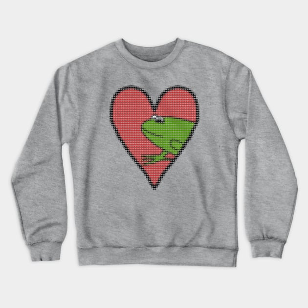 My Valentines Day Frog Love Heart Filled with Hearts Crewneck Sweatshirt by ellenhenryart